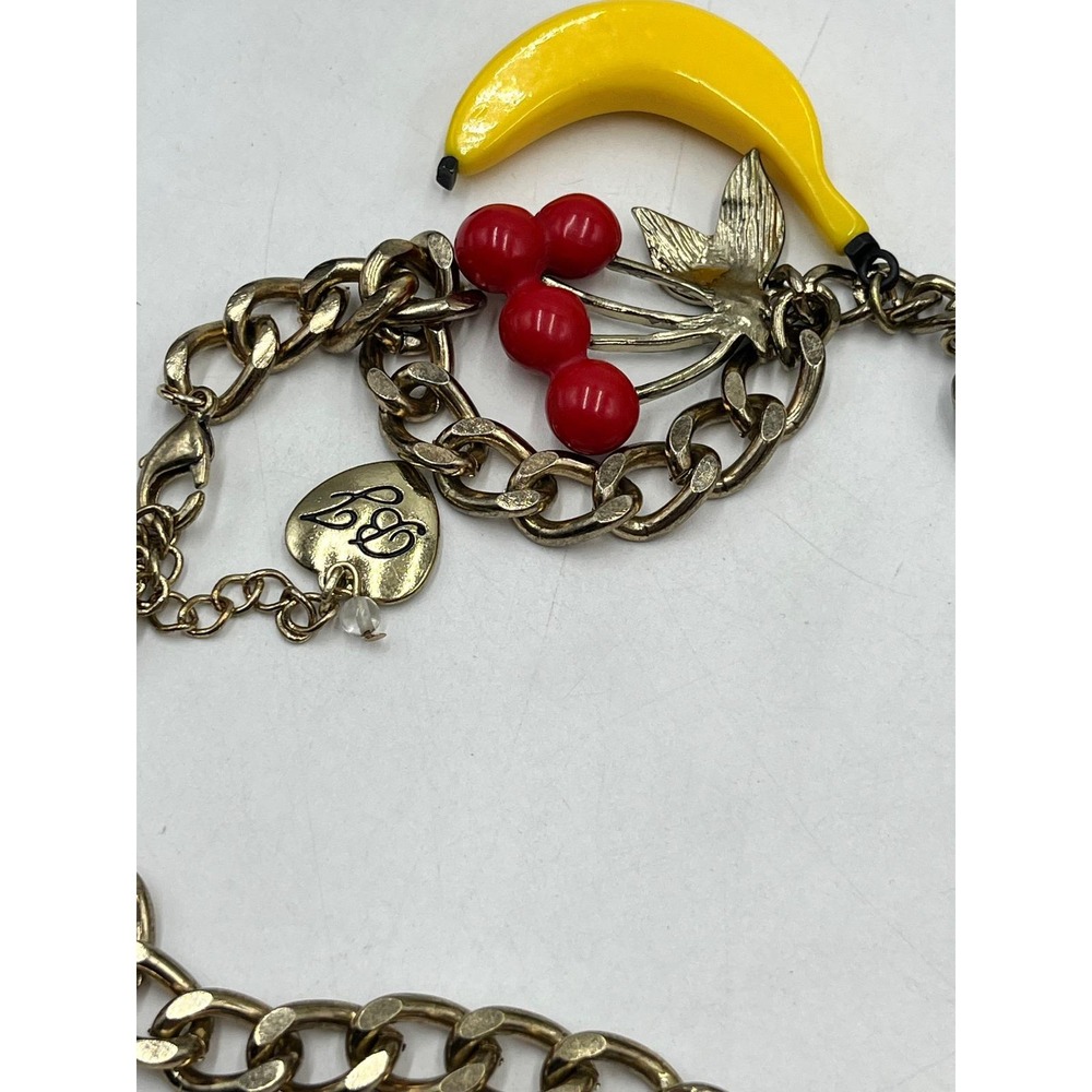 Betsey Johnson Mix Fruit Bird Leaves Parrot Rio Tuscan Sam Charm Dangle Necklace - Picture 2 of 14